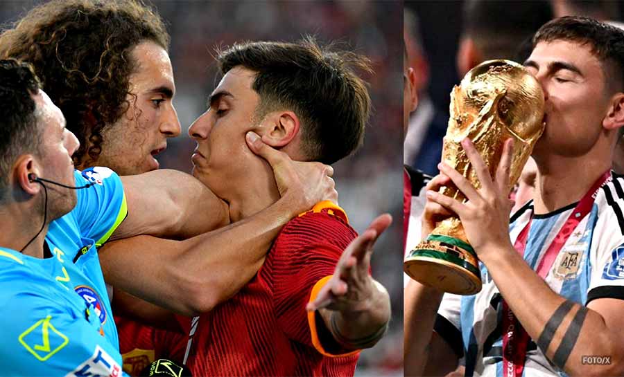 Dybala provoca rival francês com foto de campeão do mundo em caneleira
